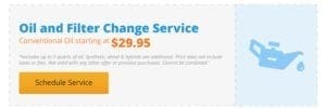 Oil and Filter Change Service starting at $29.95