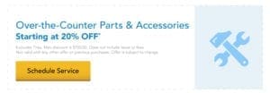 20% off over-the-counter parts and accessories