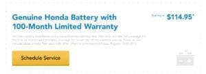 Genuine Honda Battery with 100-Month Limited Warranty