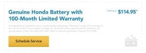 Genuine Honda Battery with 100-Month Limited Warranty